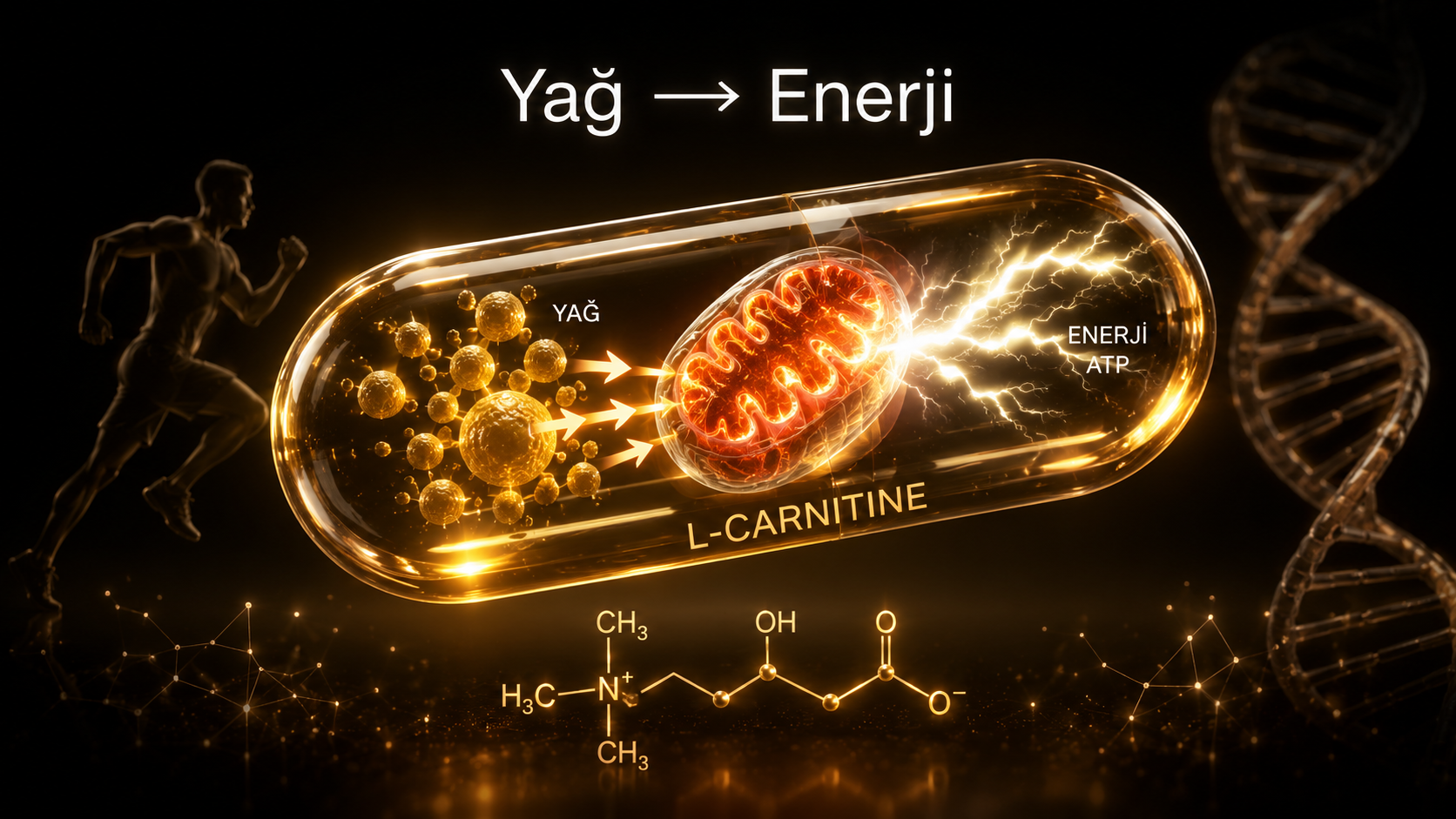 L-Karnitin nedir — yag yandirma enerji mitokondriya metabolizma idman ariqlama